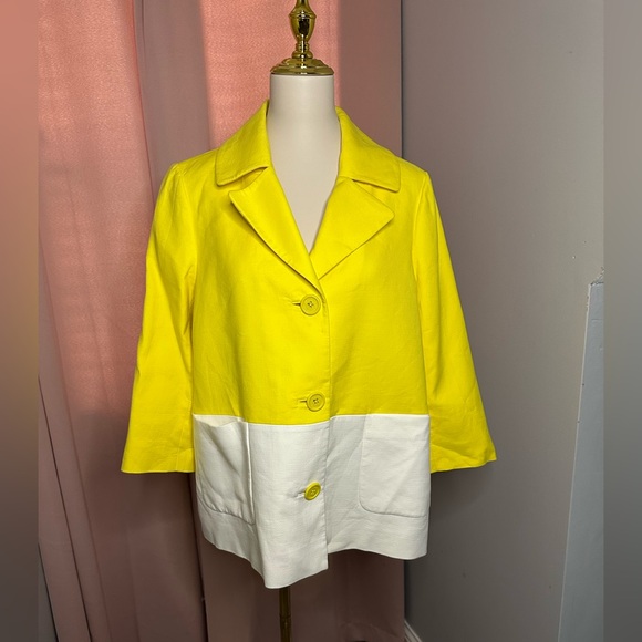 kate spade Jackets & Blazers - NWT Kate Spade NY Hayley Coat light jacket dress yellow white dive in $498 SZ 14